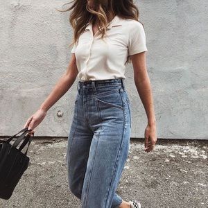 Abercrombie piped mom jeans